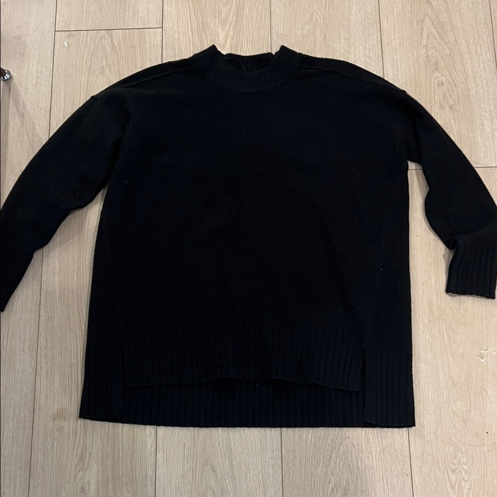Free People Black Crew Neck tunic Sweater